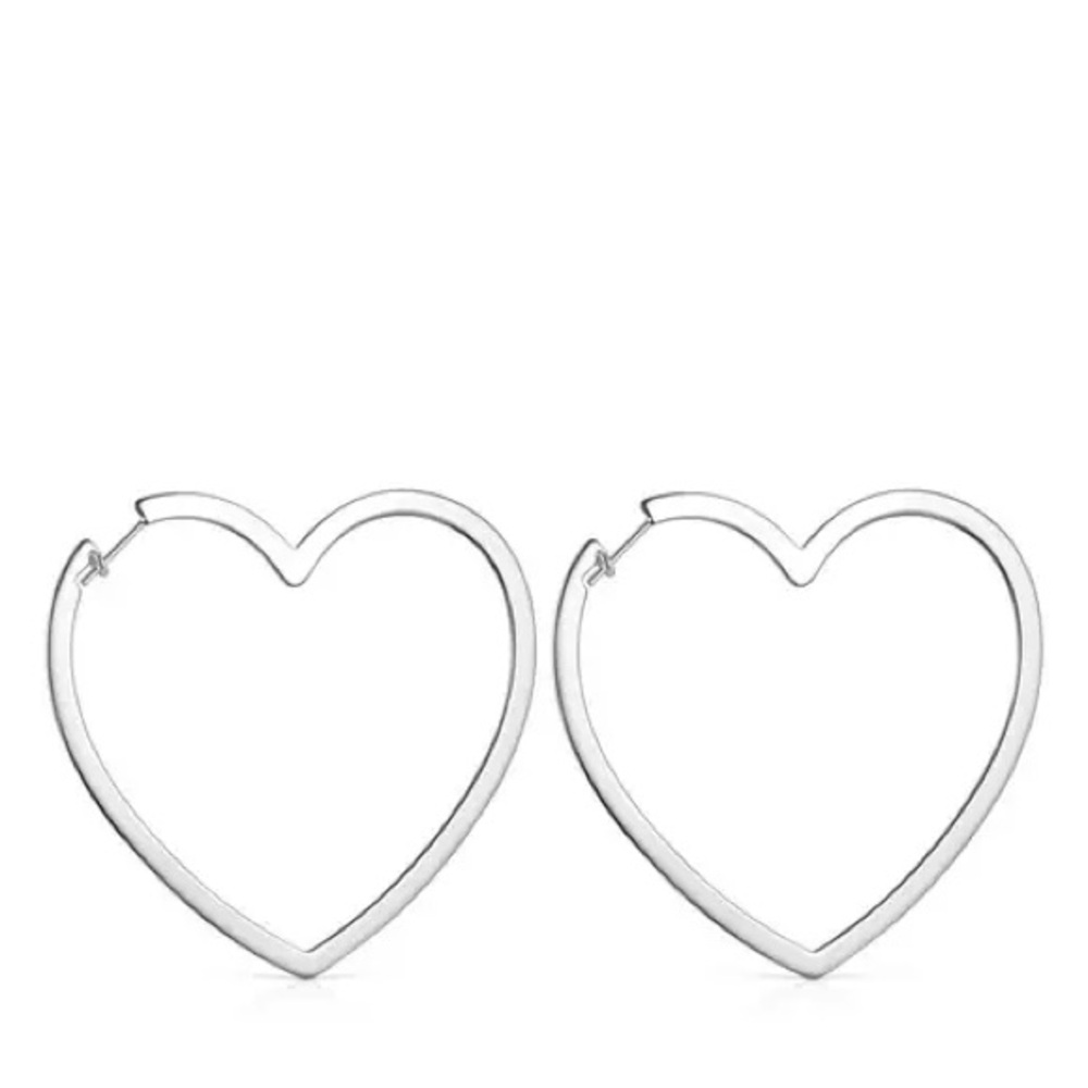 Tous Sterling Silver Heart Hoops - Picture 5 of 6